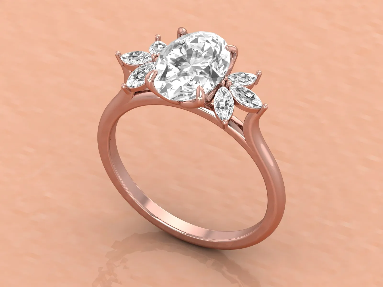 2.5ct Oval cut Rose gold Moissanite engagement ring