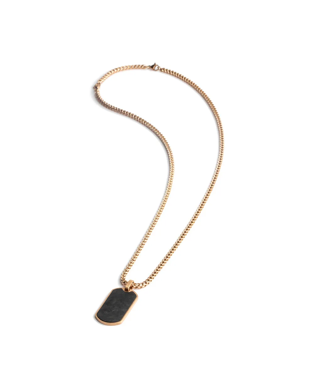 2mm bronze plated foxtail necklace with forged carbon pendant