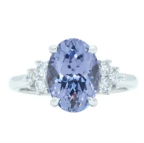 3.71ct Oval Purple Spinel and Diamond Cluster Ring in 14k White Gold