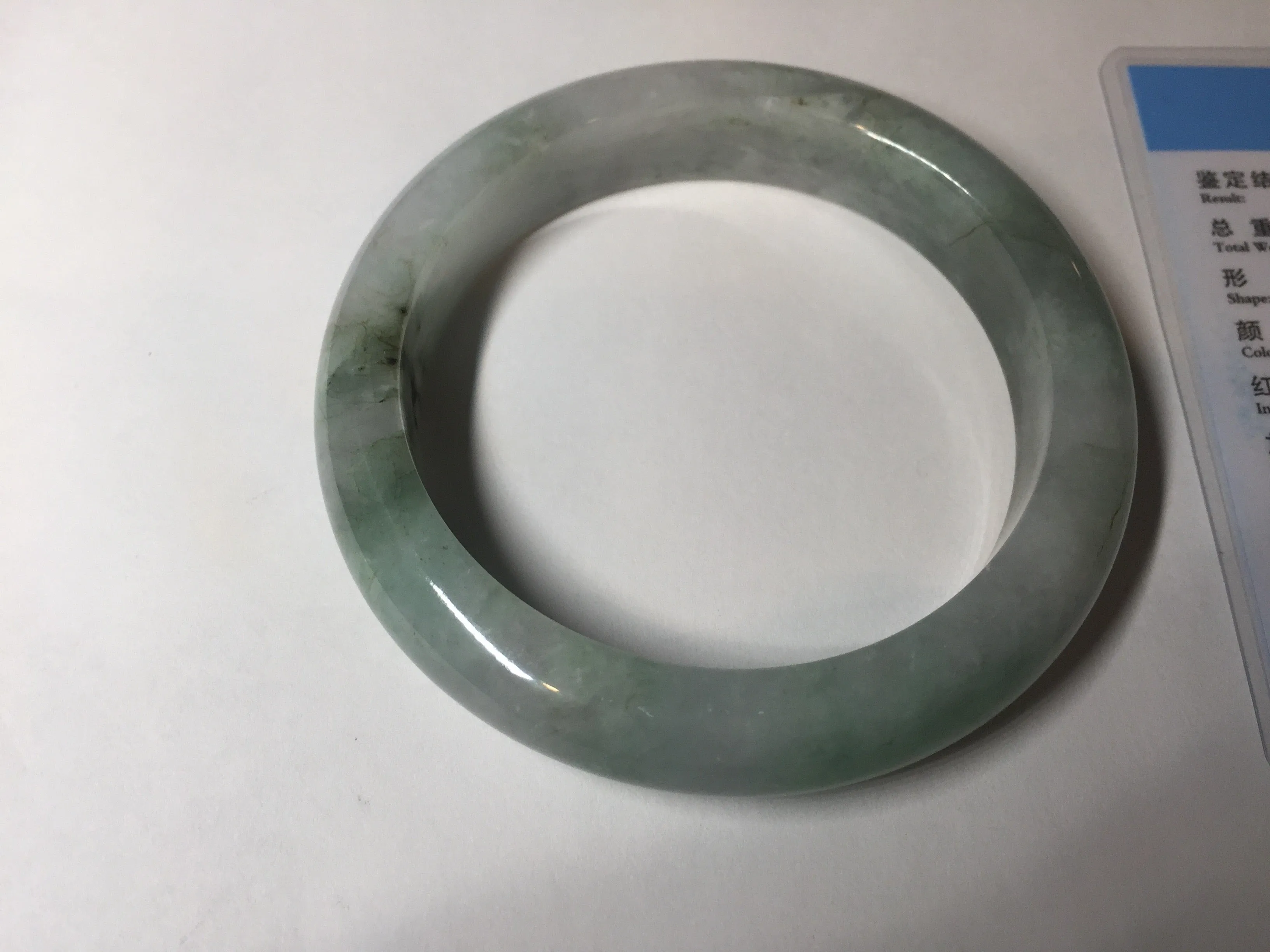 61.5 mm certified type A 100% Natural oily light green/white/purple chubby Jadeite Jade bangle BM17-2786