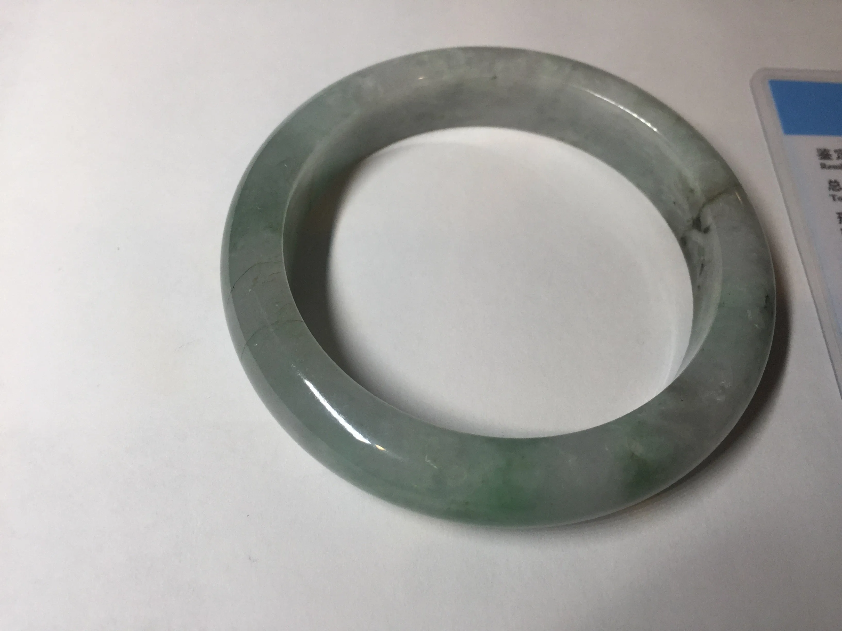 61.5 mm certified type A 100% Natural oily light green/white/purple chubby Jadeite Jade bangle BM17-2786