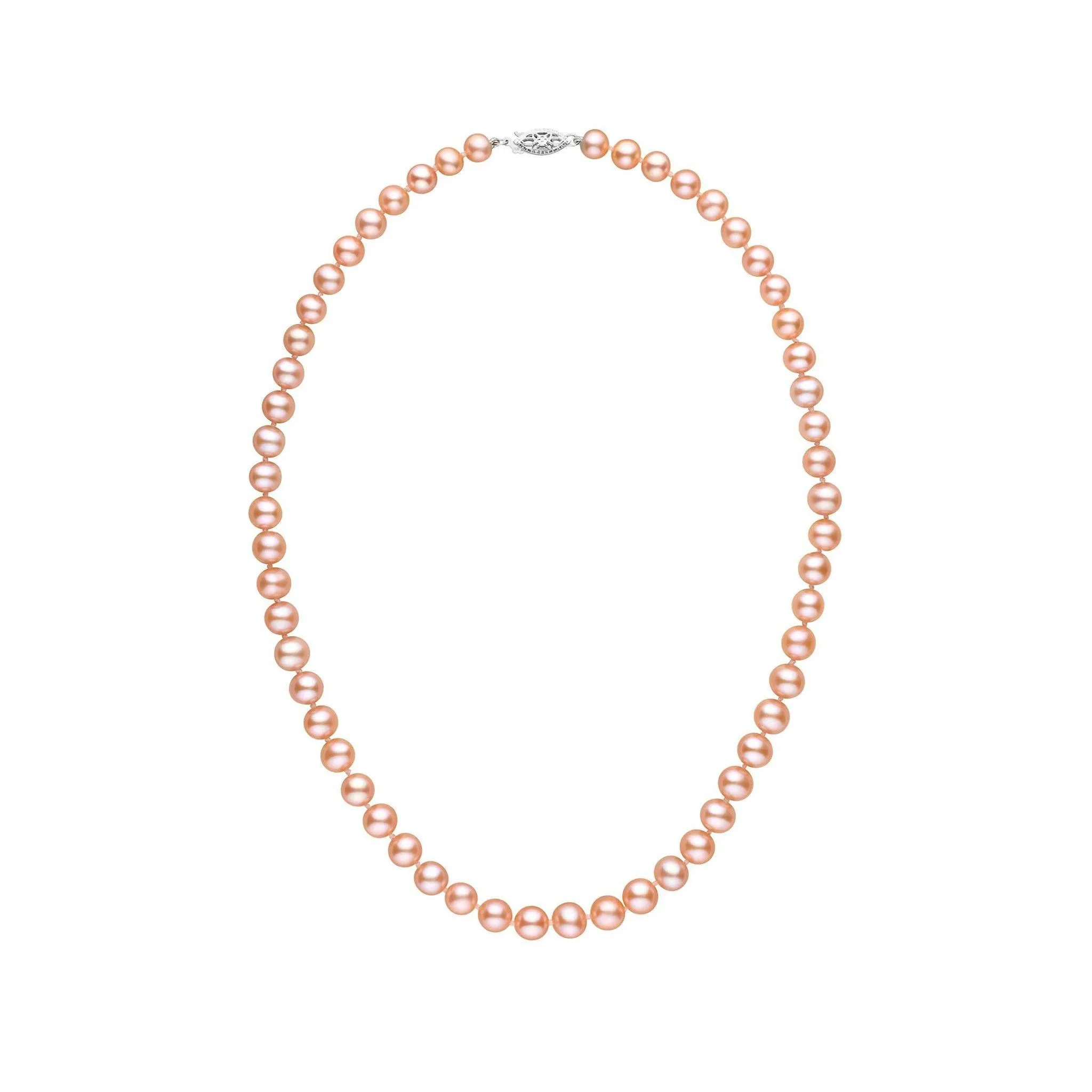 6.5-7.0 mm 16 Inch AAA Pink to Peach Freshwater Pearl Necklace