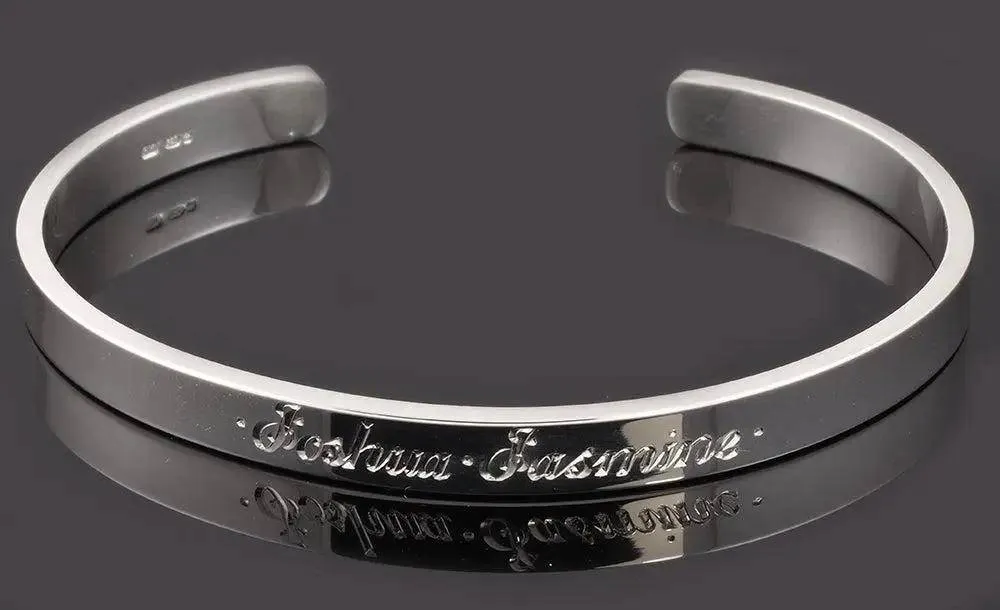 6mm Wide Ladies Silver Cuff Bracelet