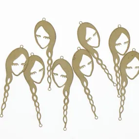 6PCS Raw Brass Earring Charm Long Hair Woman Earring Finding for jewelry making 10381350