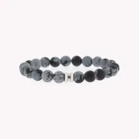 8mm Round Gemstone Bracelet Snowflake Obsidian