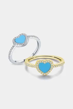 925 Sterling Silver Artificial Turquoise Ring