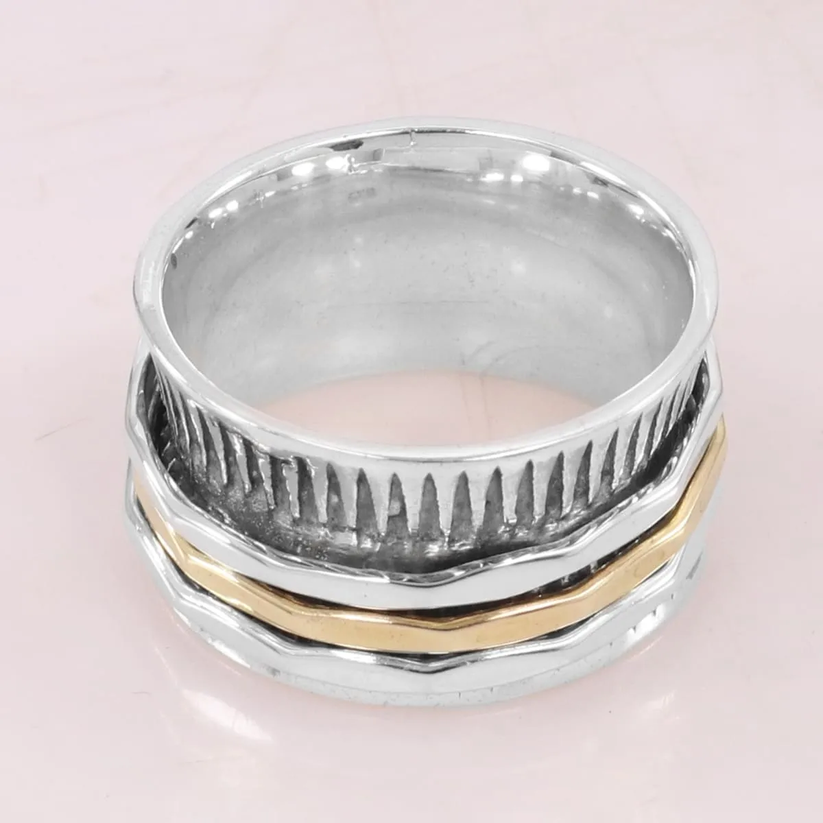 925 Sterling Silver Band Energy Spinner Ring Thumb Band Meditation Ring Fidget Promise Ring Anxiety Ring Gift For Men