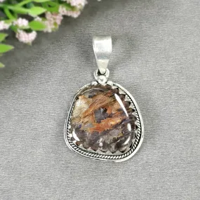 AMETHYST Gemstone 925 Sterling Silver Pendant : 12.60gms Natural Untreated Super Seven Amethyst Cabochon Bezel Set Pendant 1.75"