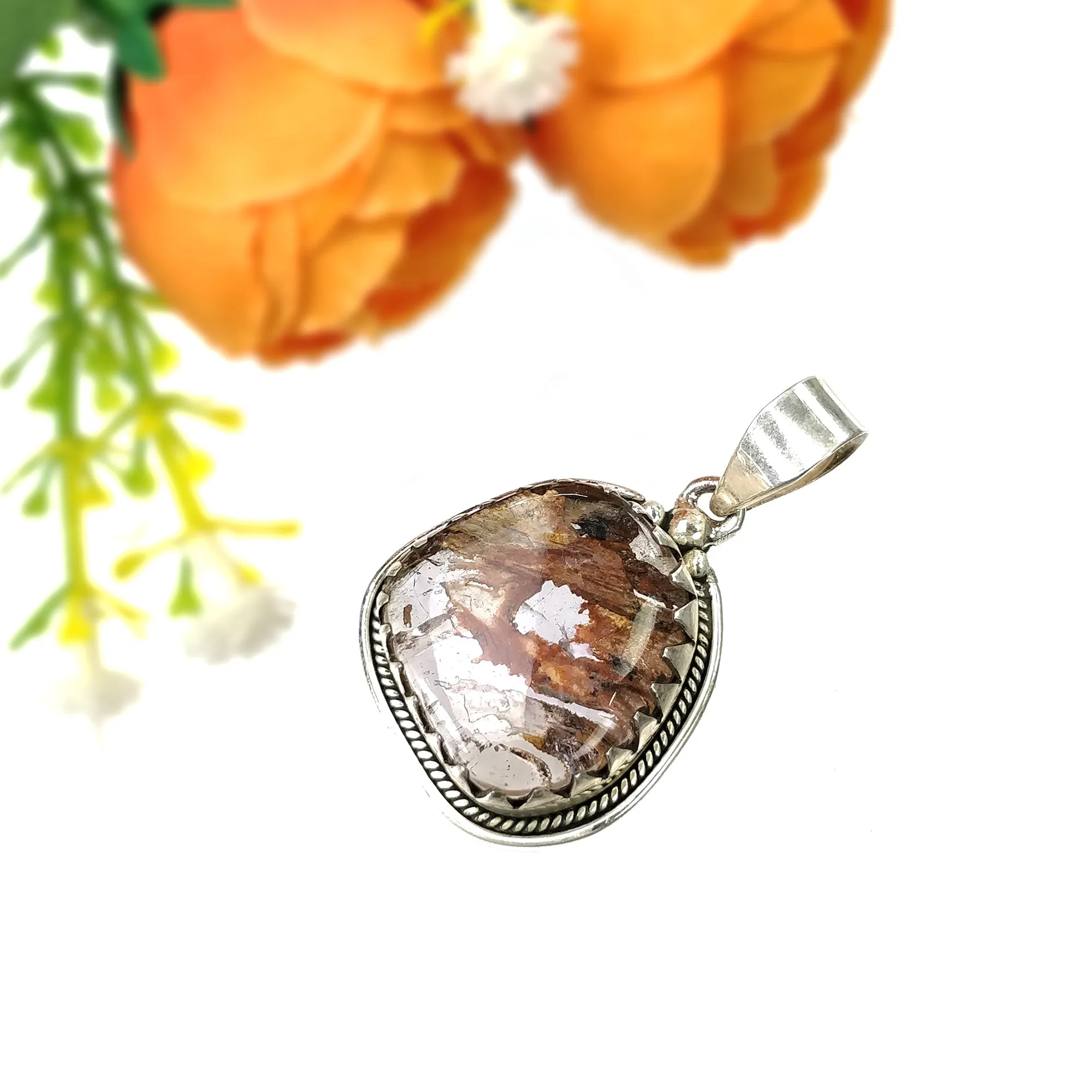 AMETHYST Gemstone 925 Sterling Silver Pendant : 12.60gms Natural Untreated Super Seven Amethyst Cabochon Bezel Set Pendant 1.75"