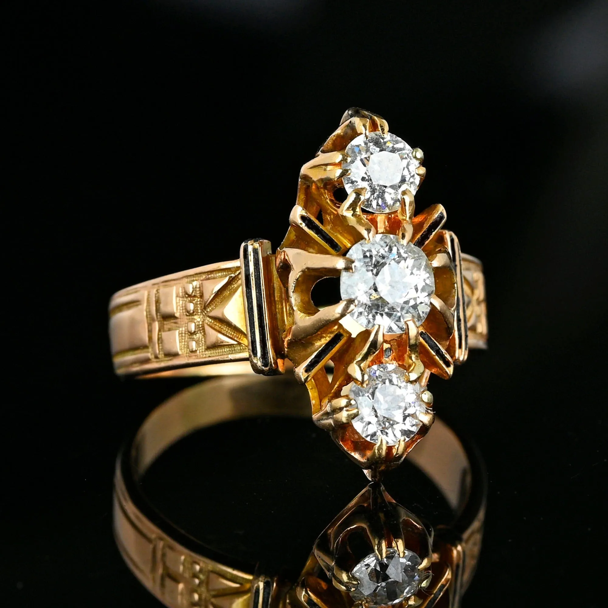 Antique Edwardian 14K Gold 1 Carat Mine Cut Diamond Ring