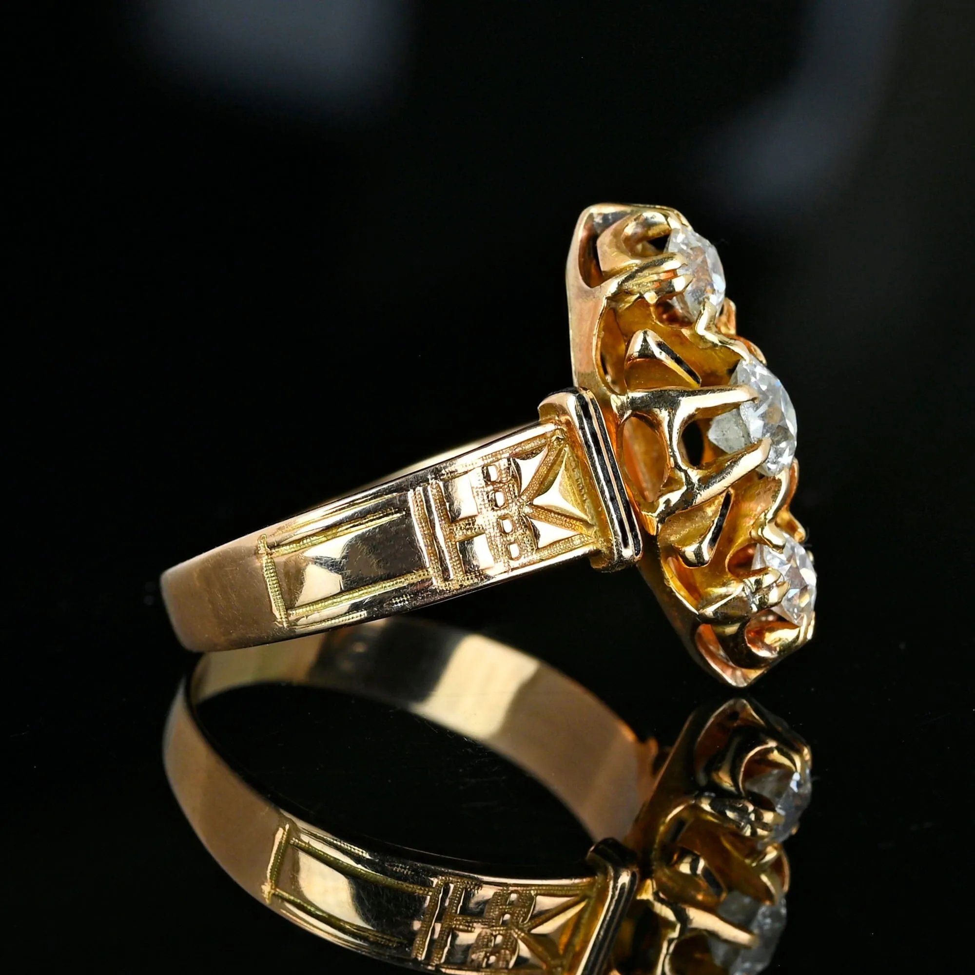 Antique Edwardian 14K Gold 1 Carat Mine Cut Diamond Ring