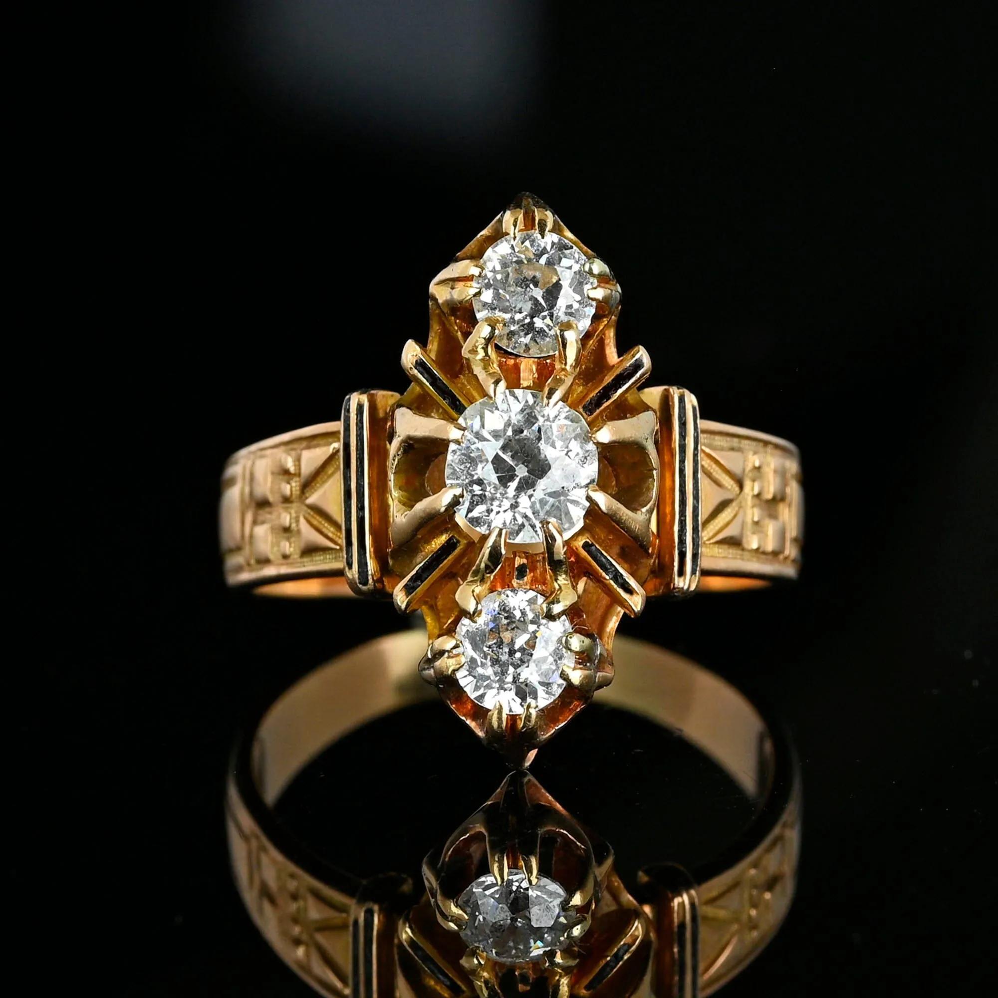 Antique Edwardian 14K Gold 1 Carat Mine Cut Diamond Ring