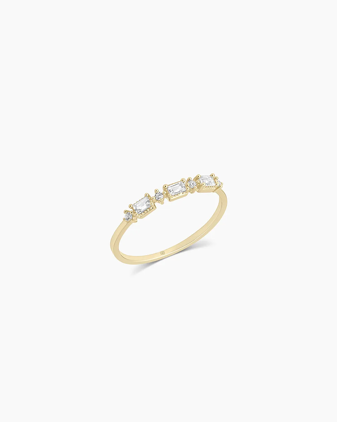 Baguette White Topaz and Diamond Ring