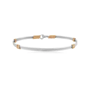 Be Kind Silver With 14K Gold Artist Wire Wraps Bracelet