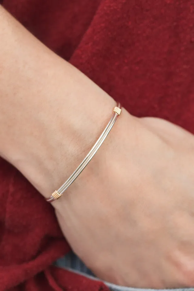 Be Kind Silver With 14K Gold Artist Wire Wraps Bracelet