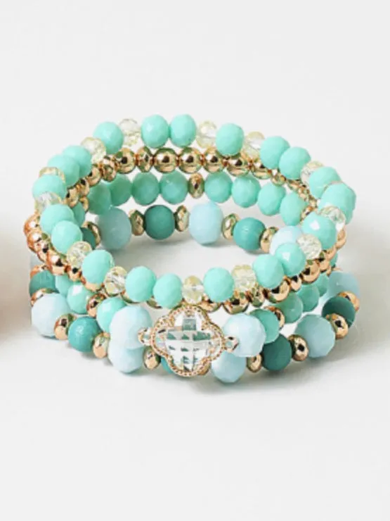 Beaded Clover Bracelet Set