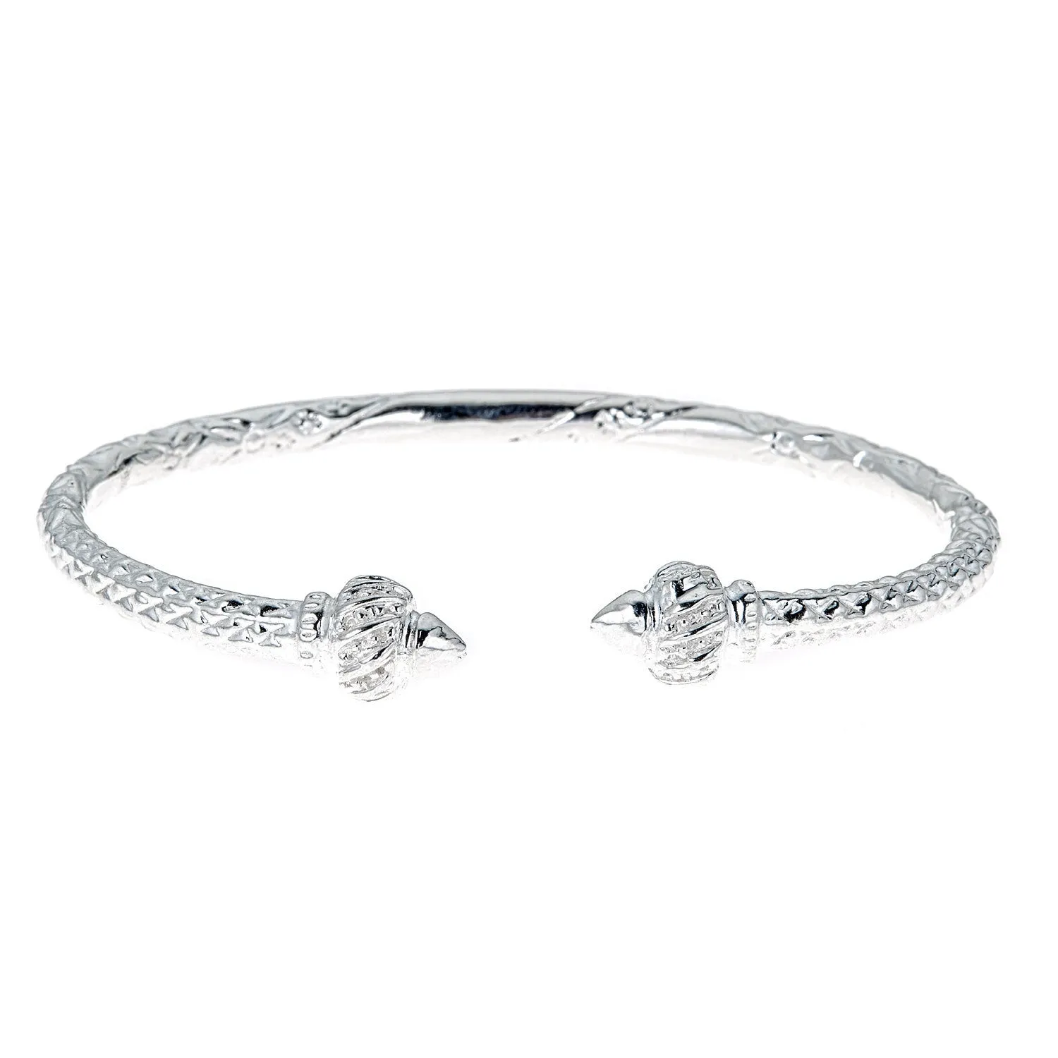 Better Jewelry Ridged Arrow Taj Mahal .925 Sterling Silver West Indian Bangle (40 grams), 1 piece