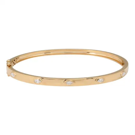 Bezel Set Segment Marquise Diamond Bangle