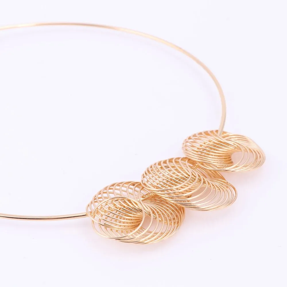 Big Spiral Design Necklace & Earrings Wedding Statement Jewelry Set