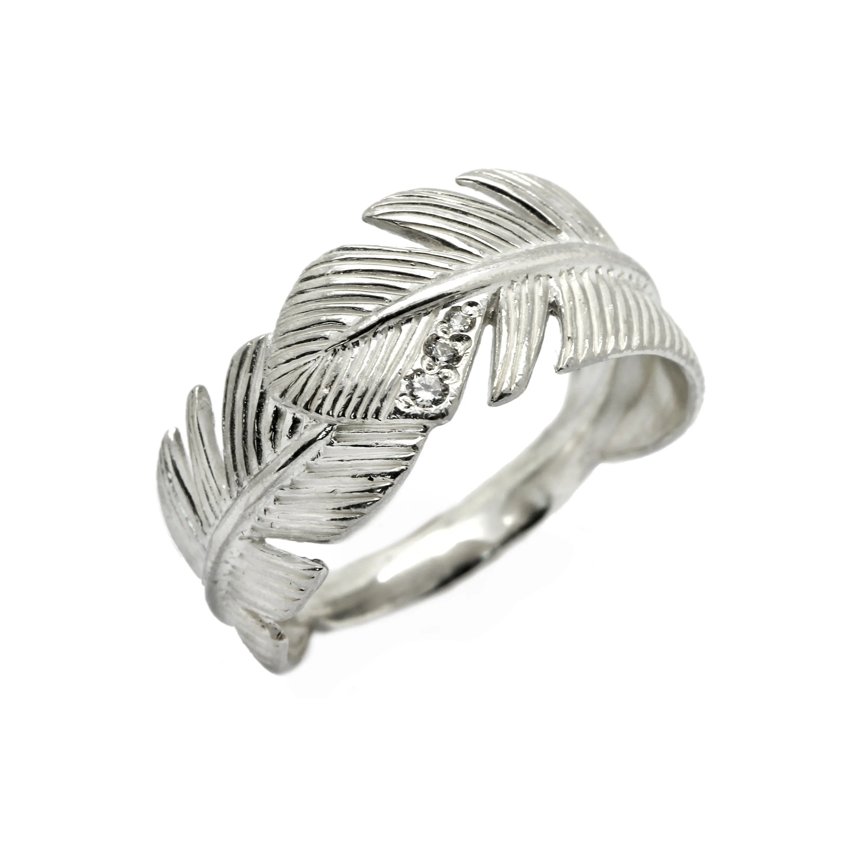 Bird Feather Women's Ring Silver 925