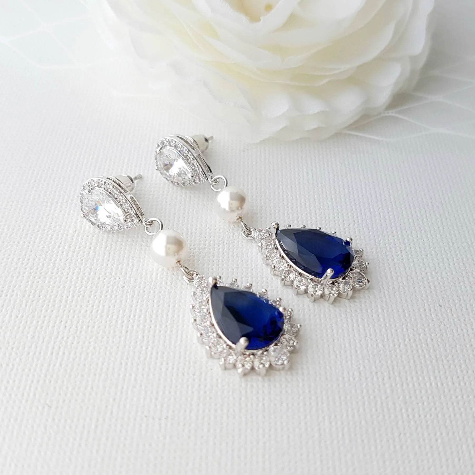 Blue Drop Earrings-Aoi