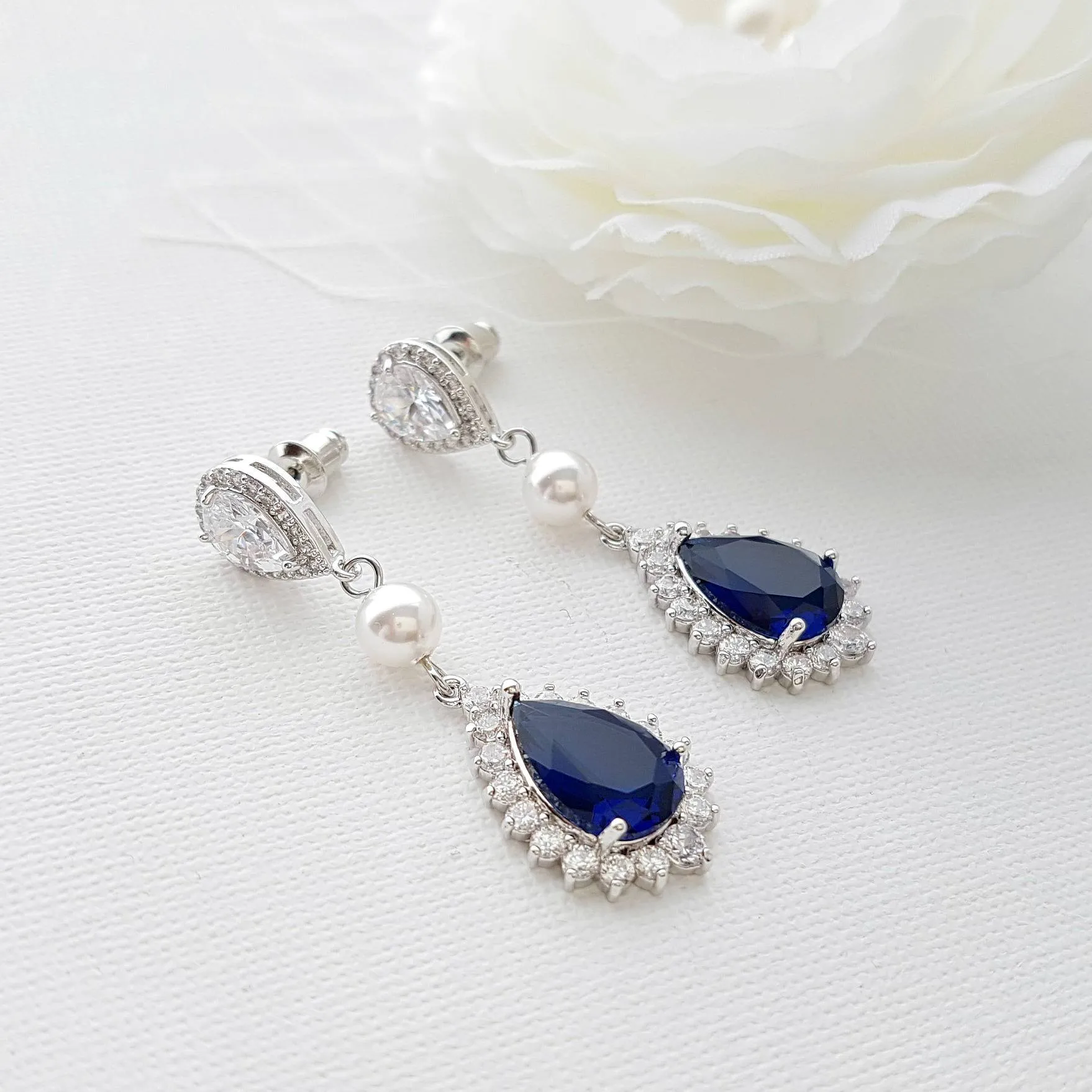 Blue Drop Earrings-Aoi