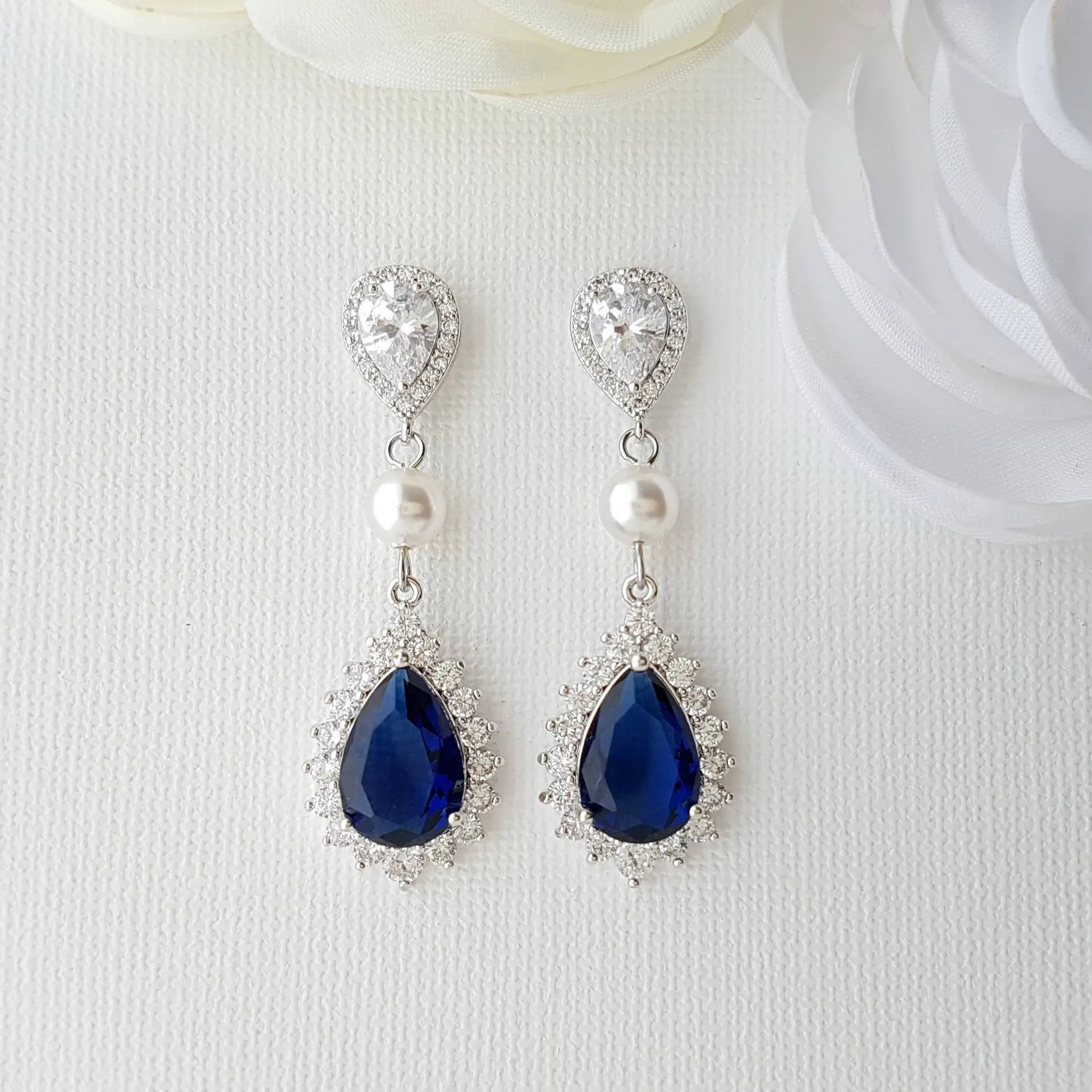 Blue Drop Earrings-Aoi