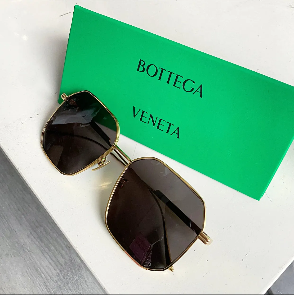 Bottega Veneta BV1108SA Gold Square Sunglasses