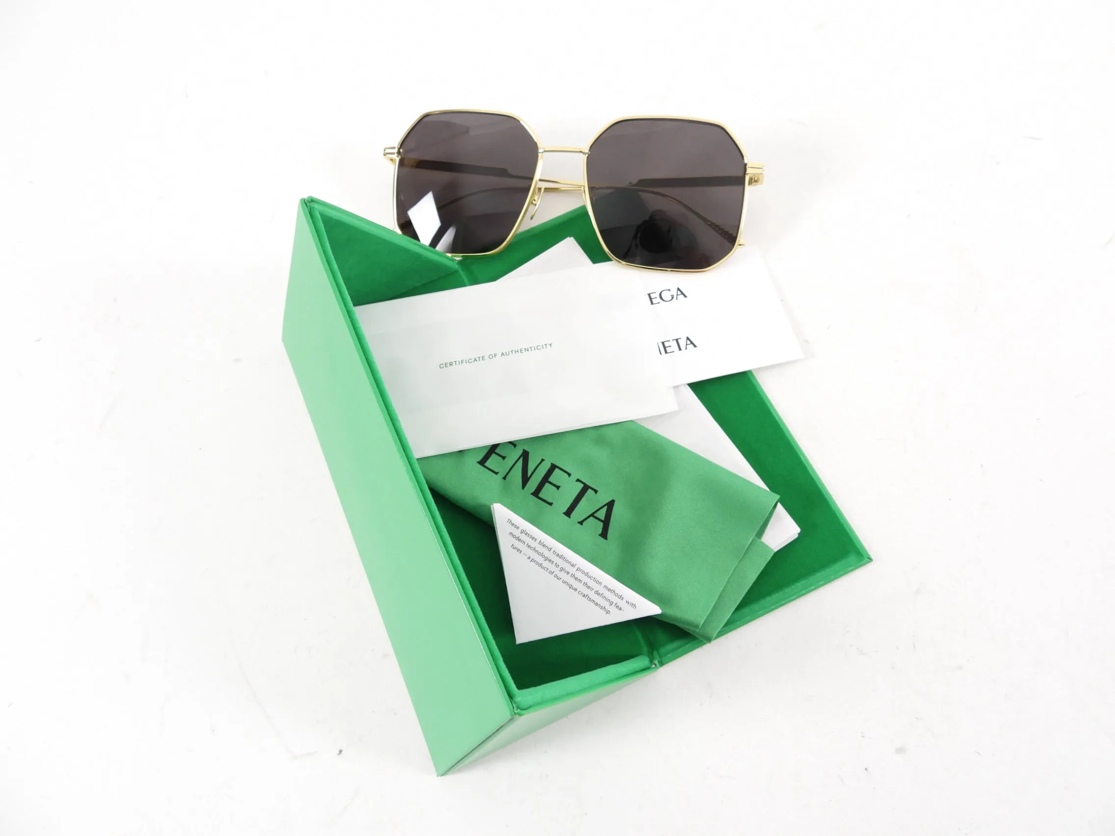 Bottega Veneta BV1108SA Gold Square Sunglasses