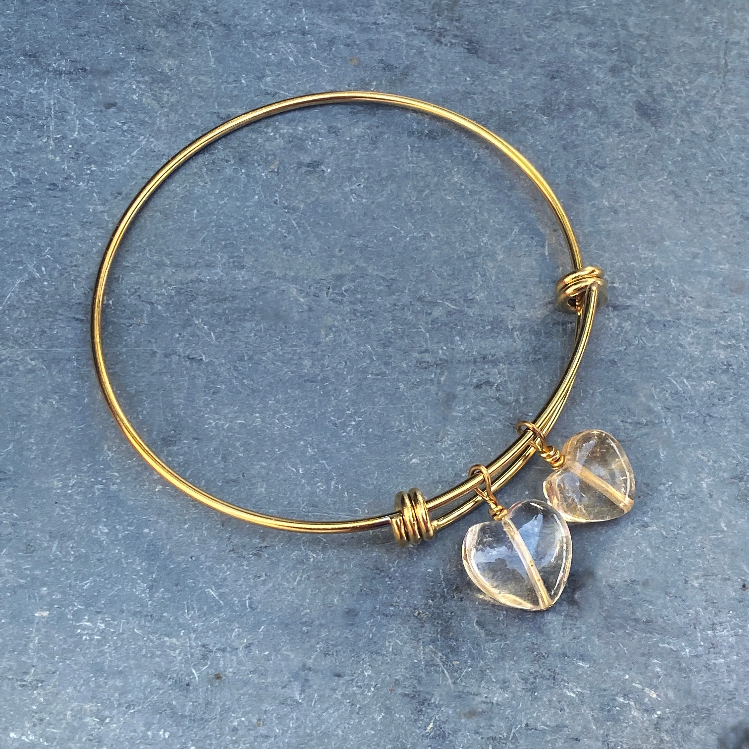 Brass and Citrine gemstone Bangle Cuff Bracelets