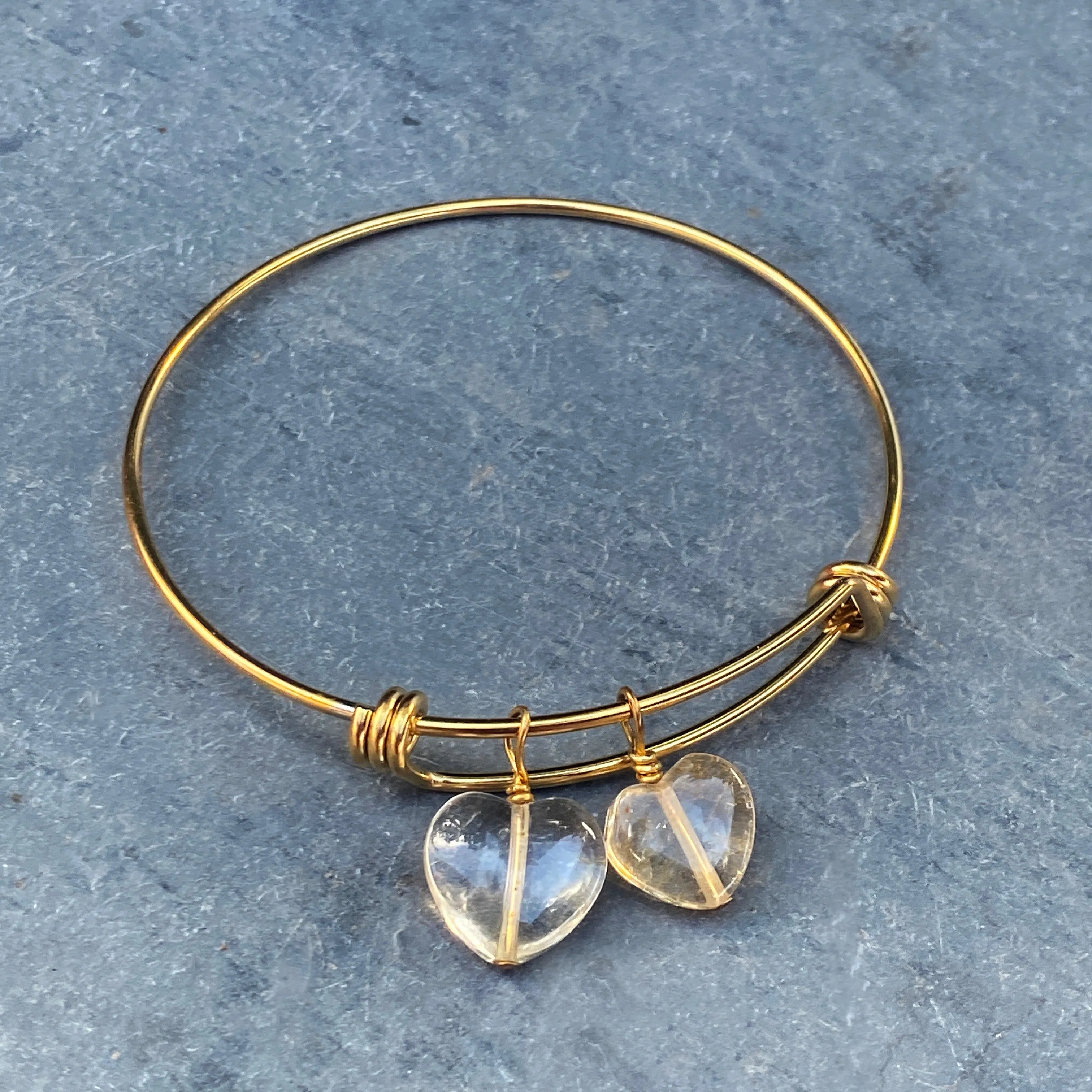 Brass and Citrine gemstone Bangle Cuff Bracelets