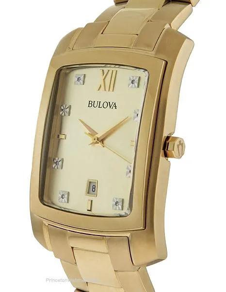 Bulova Mens Diamond Watch - All Gold-Tone - Date - Bracelet