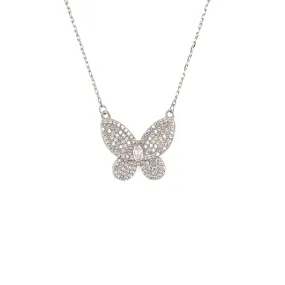 Butterfly Necklace With Pave CZ Stones And Marquee Center Accent