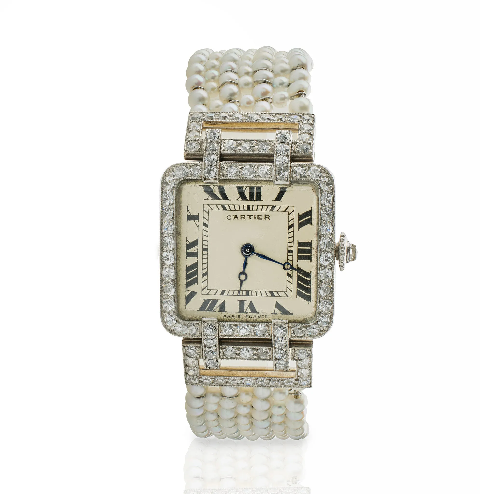 Cartier Paris and Edmond Jaeger Seed Pearl and Diamond Wristwatch