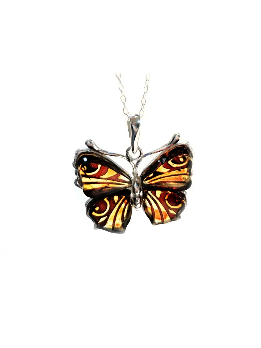 Carved Amber Butterfly Necklace