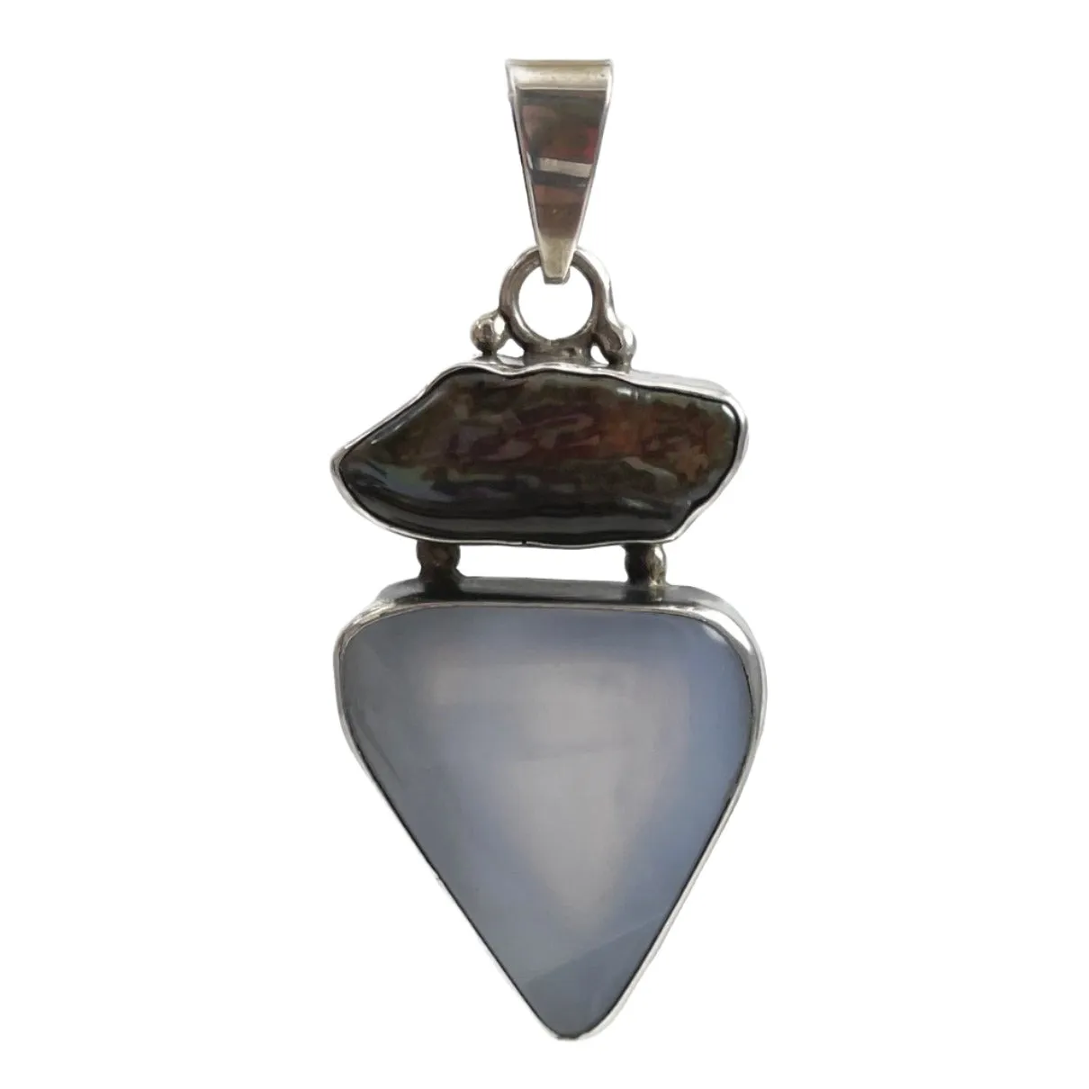 Chalcedony & Biwa Pearl Sterling Pendant