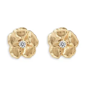 Cherry Blossom Stud Earrings With Diamond