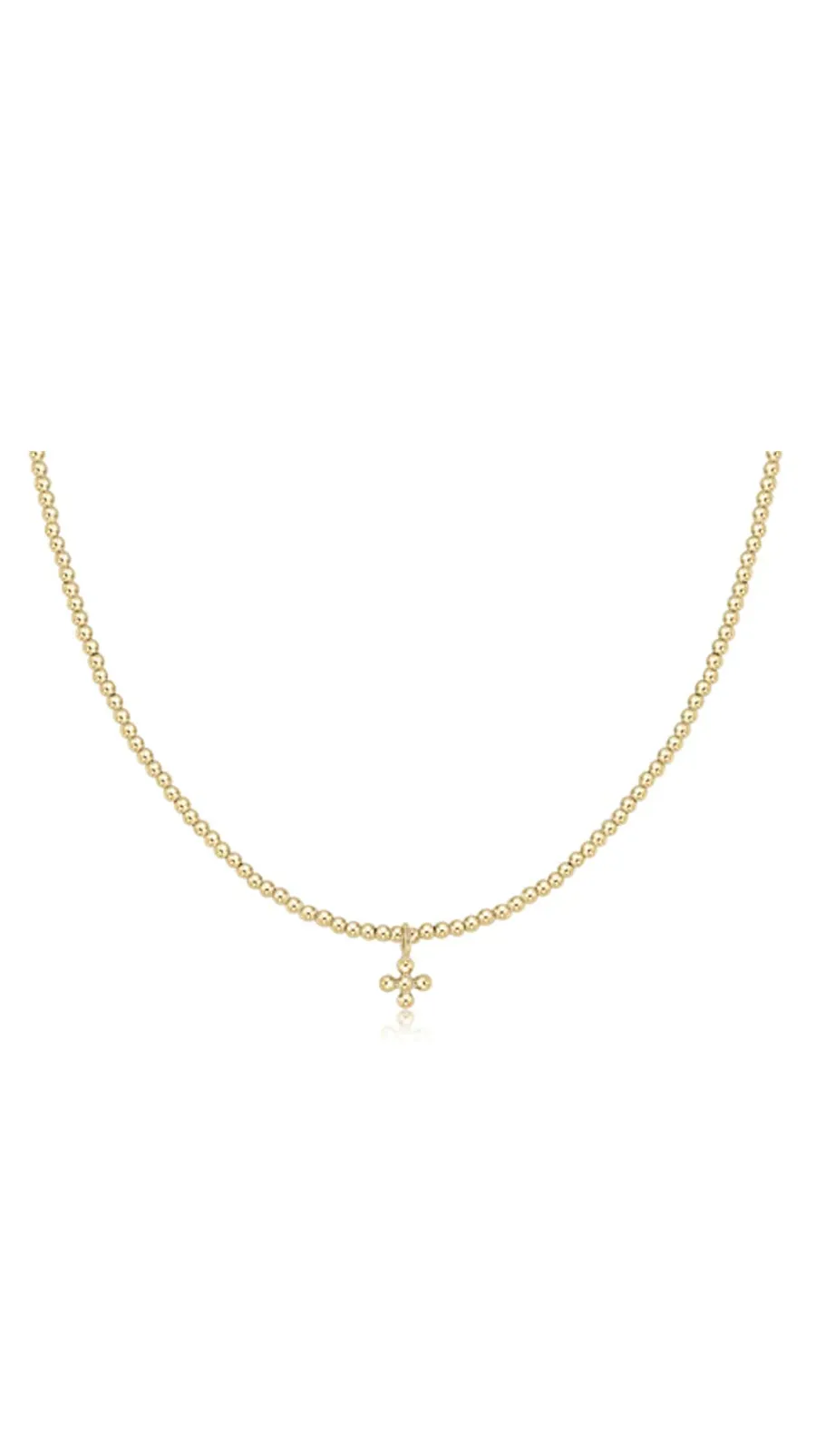 choker classic gold 2mm bead - classic beaded signature cross small gold charm