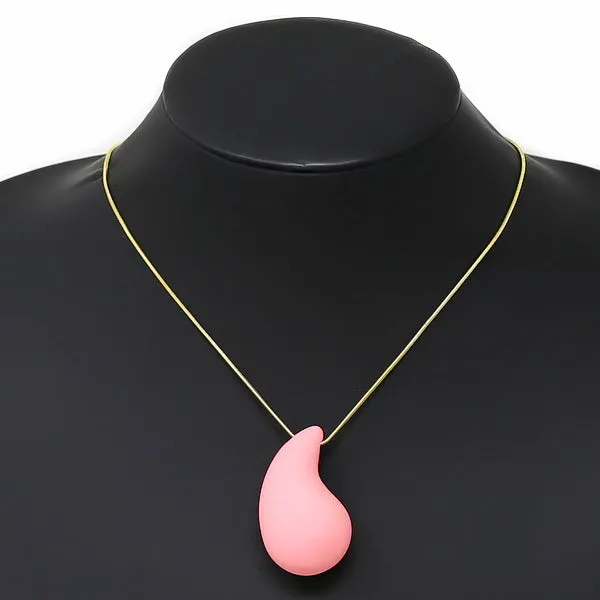 Chunky Matte Teardrop Pendant Short Chain Necklace