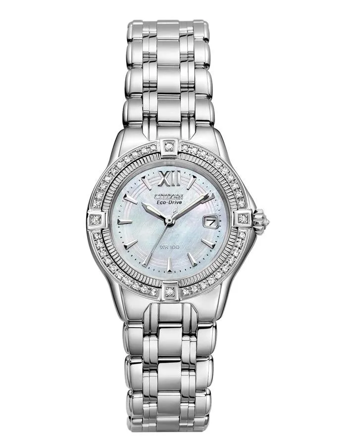 Citizen Ladies Signature Quattro Diamond Dress Watch - Stainless - MOP - Date