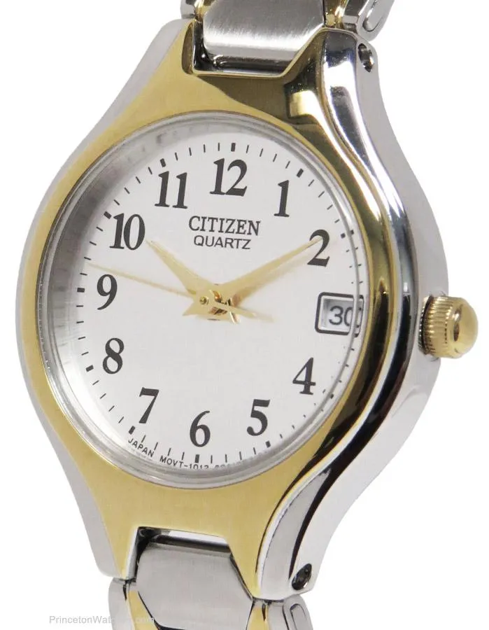 Ladies Two-Tone Quartz Watch with Date - Citizen - White Dial, Stainless Steel Bracelet