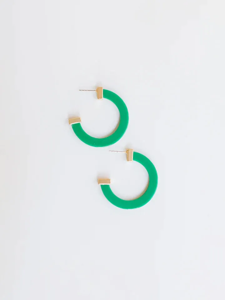 Classic Acrylic Medium Hoops in Pine