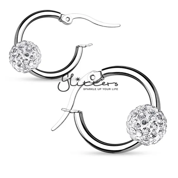 Crystal Ball 316L Surgical Steel Hoop Earrings