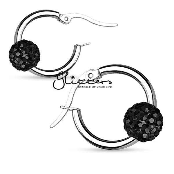 Crystal Ball 316L Surgical Steel Hoop Earrings