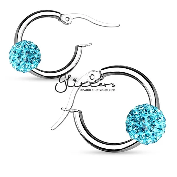 Crystal Ball 316L Surgical Steel Hoop Earrings