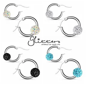 Crystal Ball 316L Surgical Steel Hoop Earrings