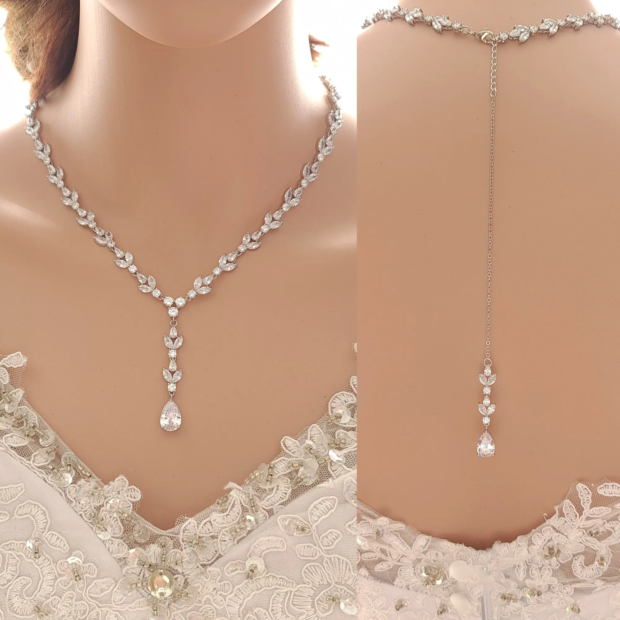 Cubic Zirconia Wedding and Reception Jewelry Set for Brides-Anya