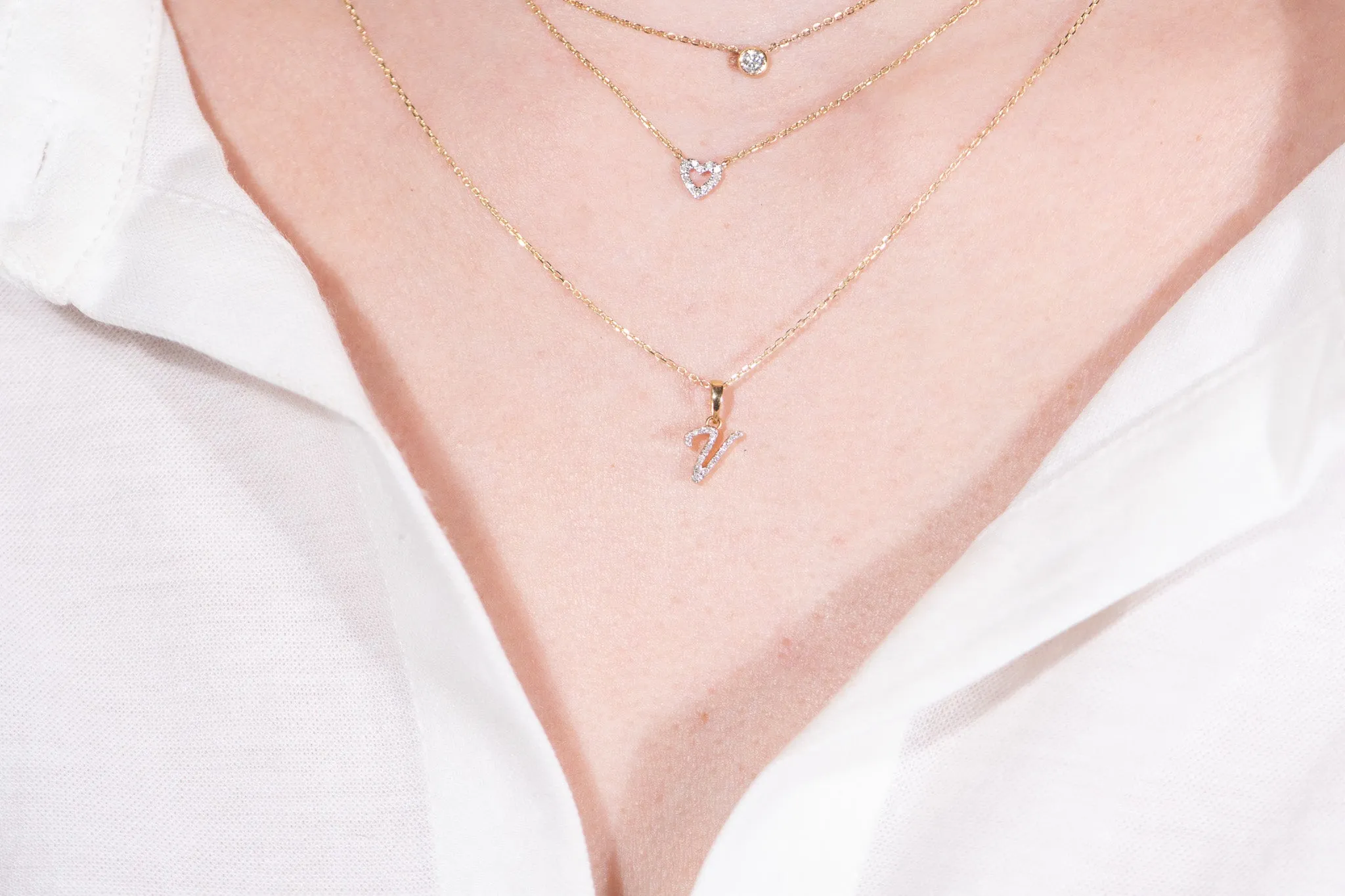 Cursive Diamond Initial Necklace