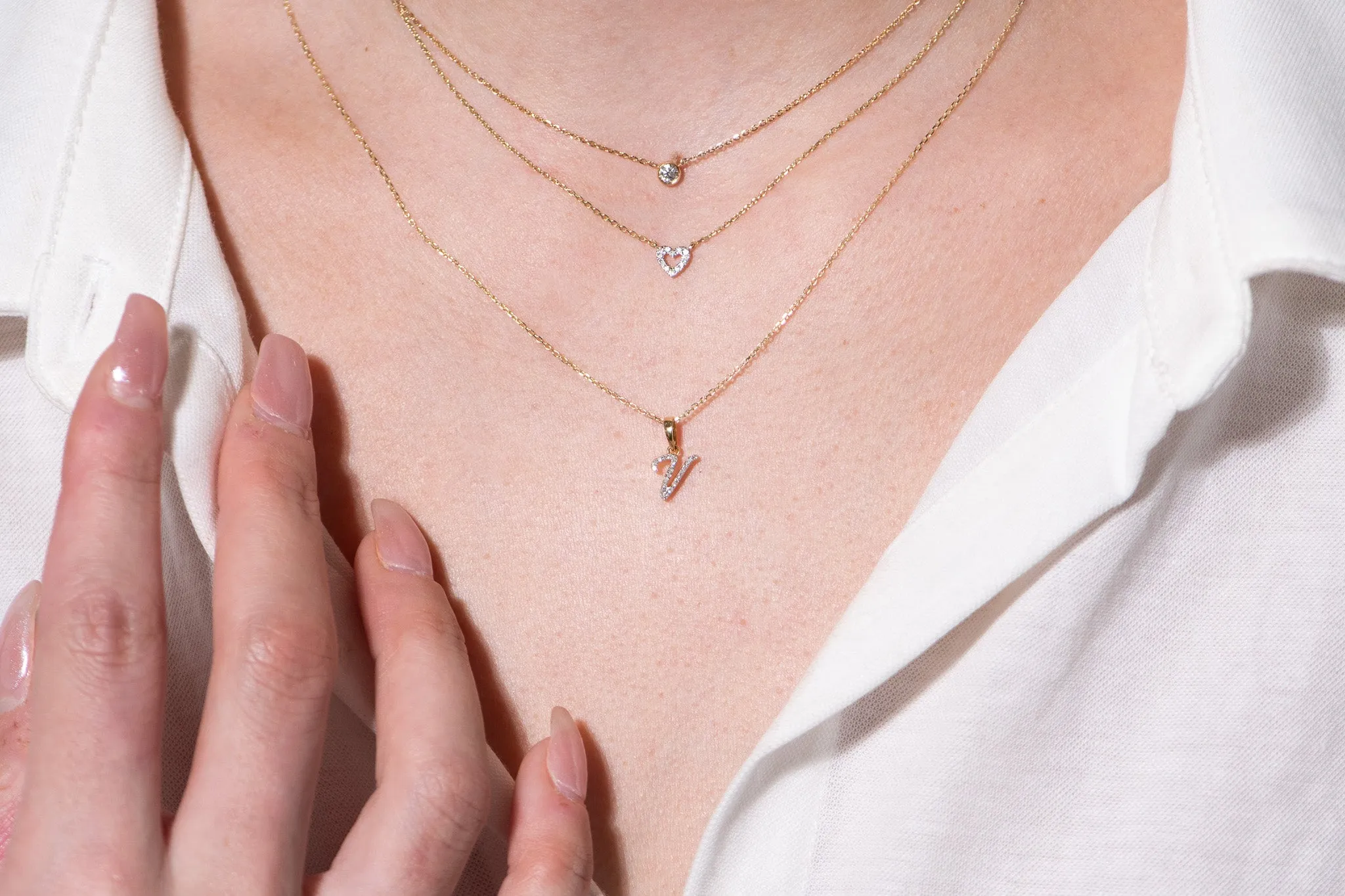 Cursive Diamond Initial Necklace