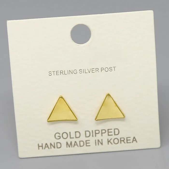 Curved Triangle Metal Stud Earrings